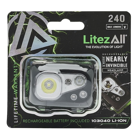 Litezall Rechargeable Nearly Invincible Head Lamp LA-240HLNI-6/12